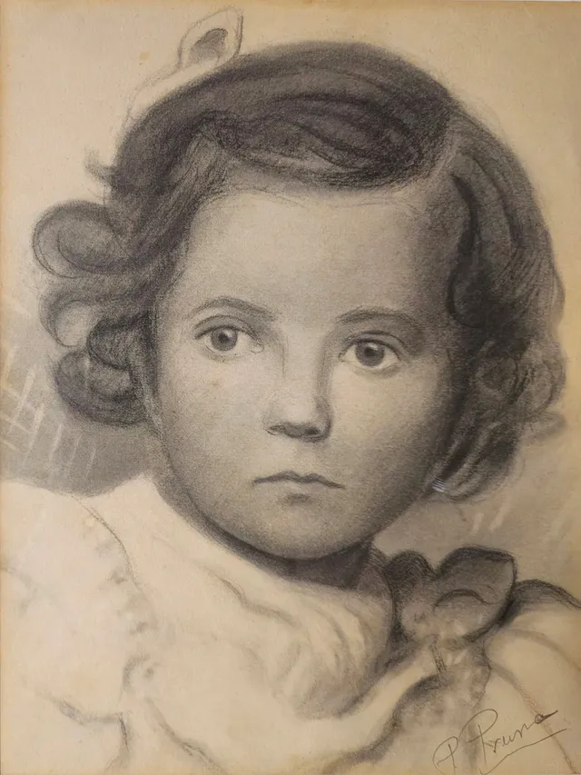 PERE PRUNA OCERANS. RETRATO DE NIÑA. LÁPIZ SOBRE PAPEL.