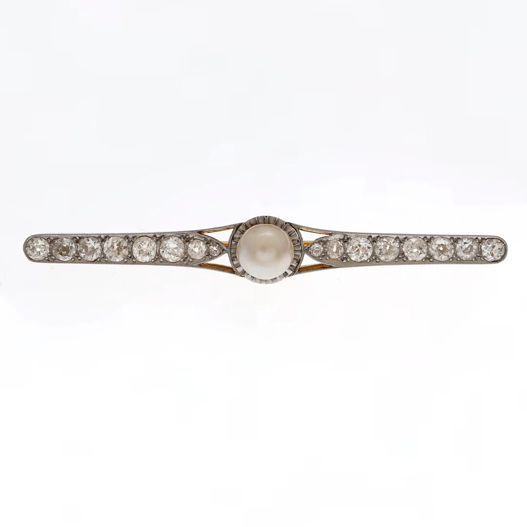 Diamonds and pearl brooch, first third of the 20th Century. — Brooches & Pendants — Balclis