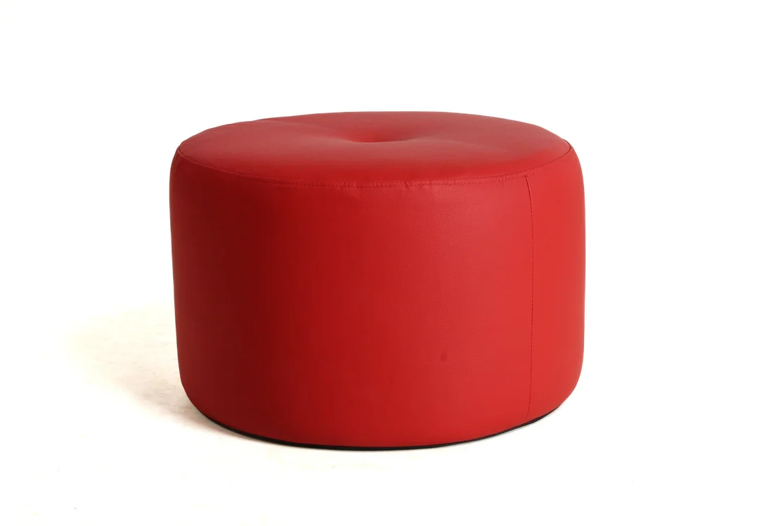 Bent Hansen. Pouf, red leather, Ø 48 cm, unused — Furniture/Lounge chairs — Lauritz