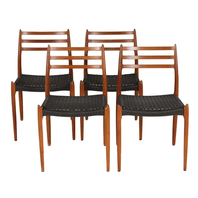 Niels O. Møller: Set of six teak chairs, model 78 (4)