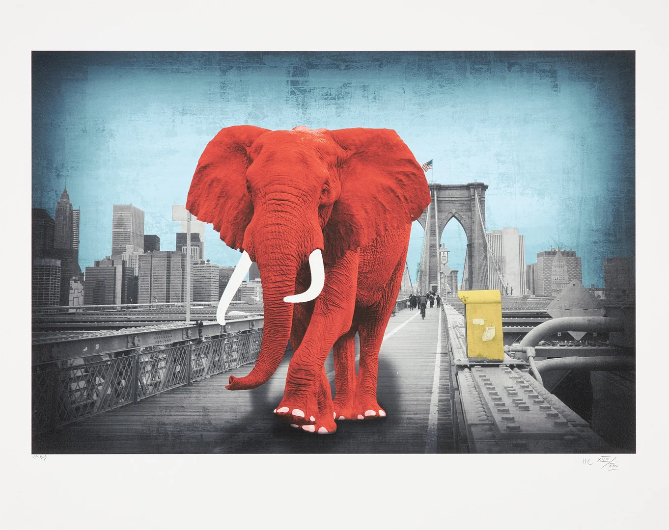 LARS TUNEBO. "Tripping on Brooklyn Bridge", plantryck, signerad och numrerad HC XVII/XXV. — Engravings & Prints — Stockholms Auktionsverk Sickla