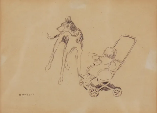 RICARD OPISSO (1880-1966). Un bebé y un perro.