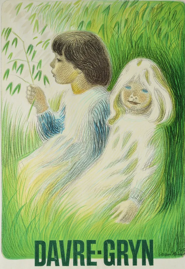 Aage Sikker Hansen. Plakat, 'Davre-Gryn', 1945 (cd)