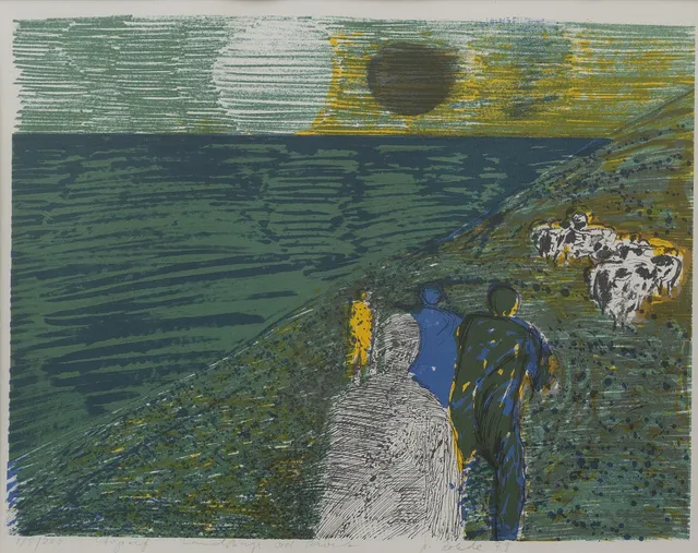 FREDRIK ROHDE. Landskap vid havet, litografi nr 185/200, signerad och daterad -73.