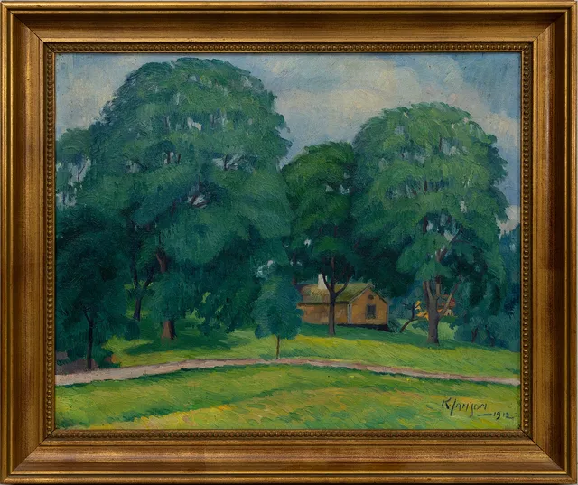 KNUT JANSON (1882-1966). Hus i parlandskap, olja på duk, signerad K Janson och daterad, 1912.