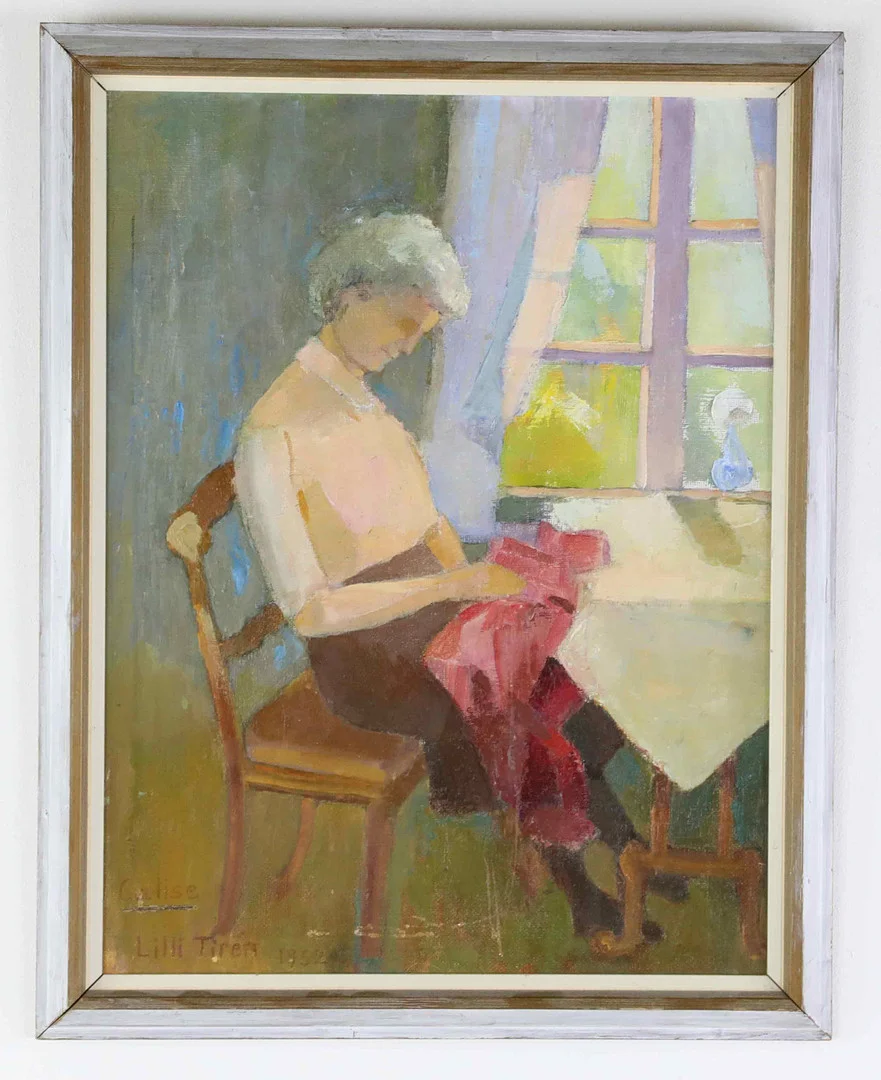 LILLI TIRÉN. "Calise studie", olja uppfordrad på pannå, signerad Lilli Tirén och daterad -65. — Paintings — Hälsinglands Auktionsverk