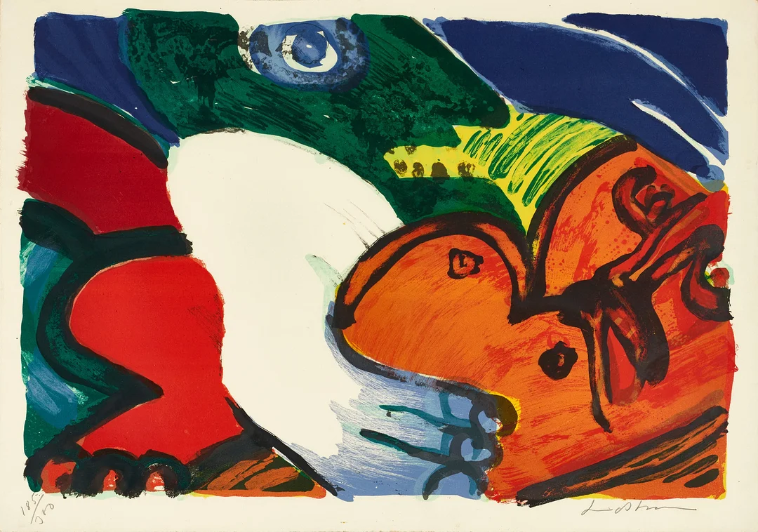 BENGT LINDSTRÖM (1925-2008): Figurkomposition, signerad Lindström, ed 185/300, färglitografi. — Engravings & Prints — Crafoord Auktioner Stockholm