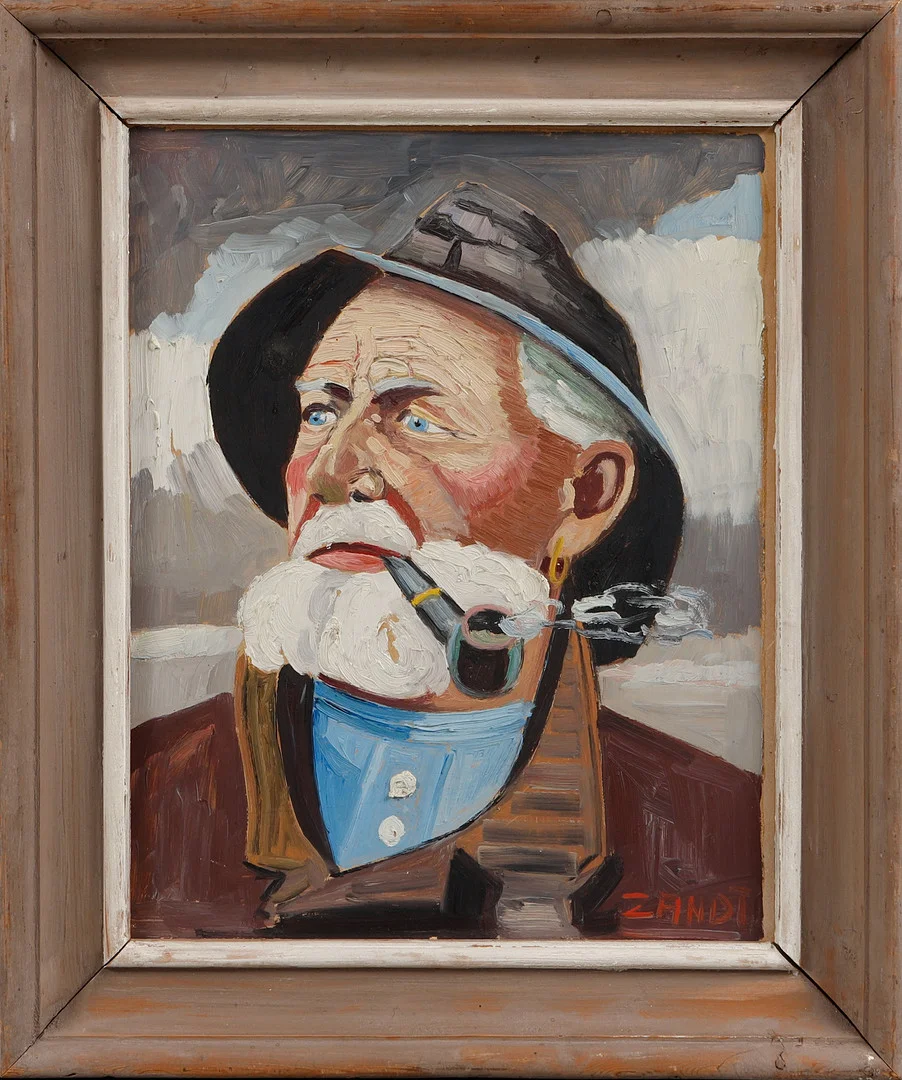 GUSTAF BÖRTNER ZANDT. Olja på pannå, Fiskargubbe, signerad Zandt. — Paintings — Göteborgs Auktionsverk