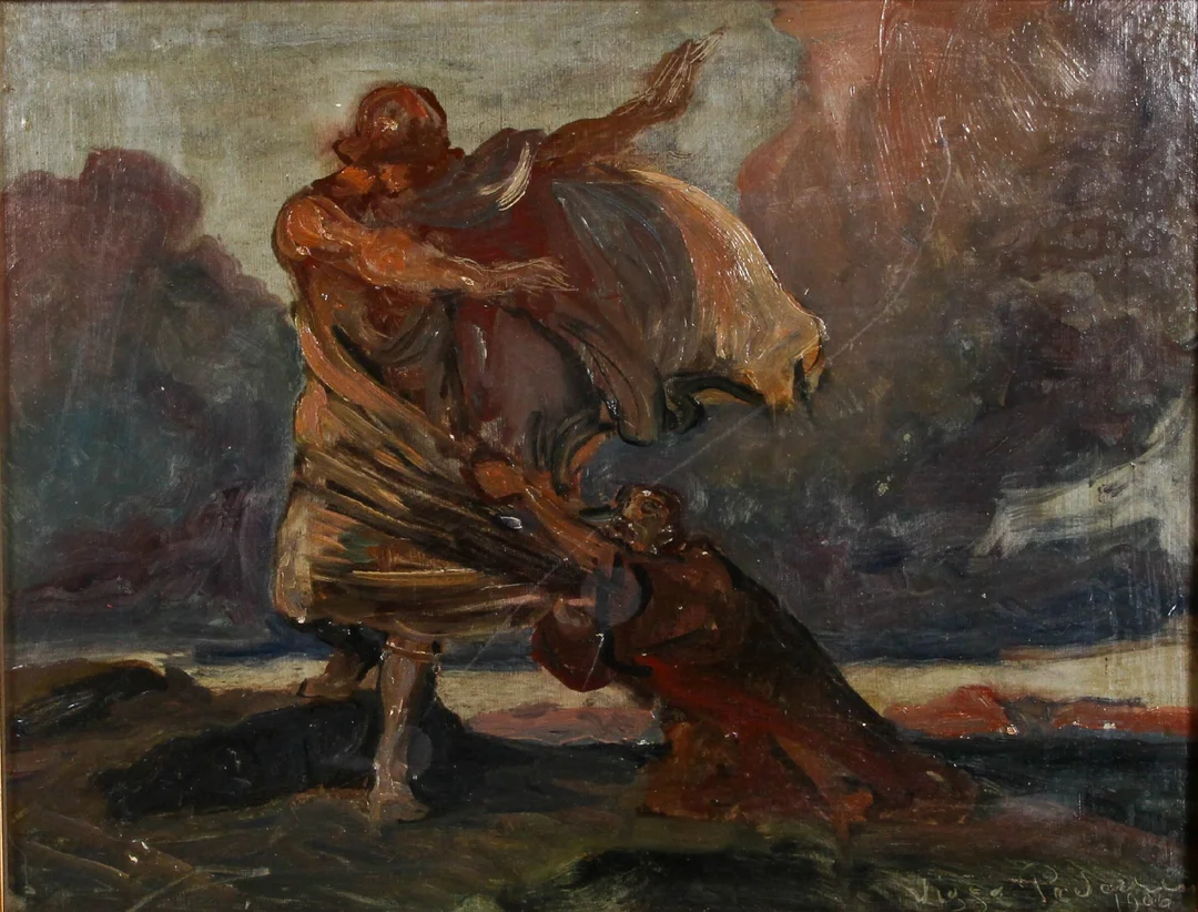 Viggo Pedersen. Jacob's struggle — Paintings and sculptures/Older pictorial arts — Lauritz