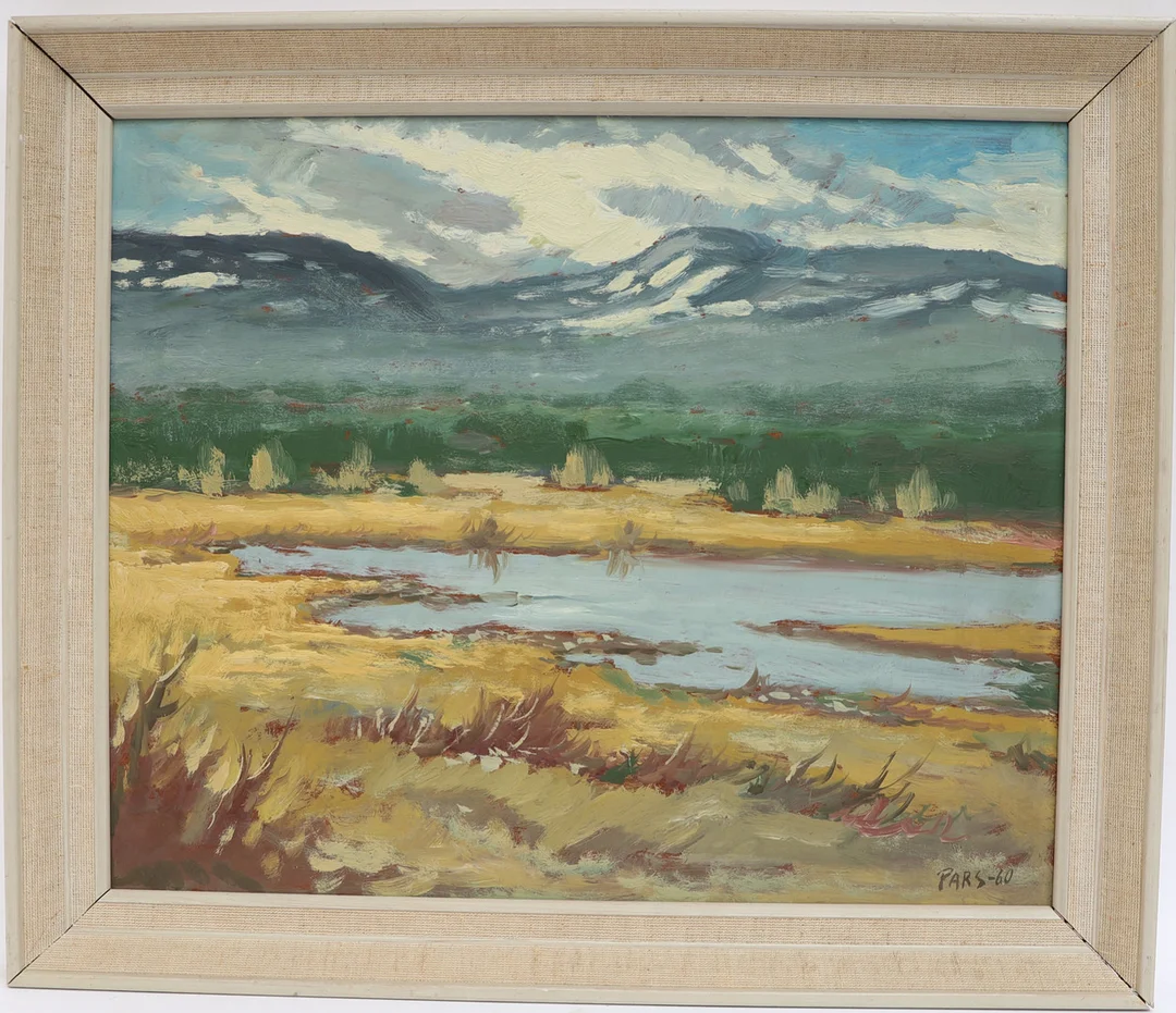 FOLKE PARS. Fjällmotiv, oljemålning på pannå, signerad och daterad 60. — Paintings — Falun Auktionsbyrå