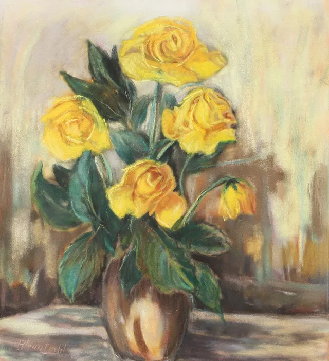 ALWIN DAHL. Blomsterstilleben, pastell, signerad.