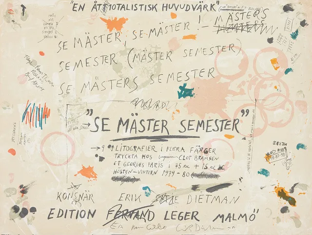 ERIK DIETMAN. "Se mäster semester", svit med 9 färglitografier, 1981, 45,2 x 60 cm.