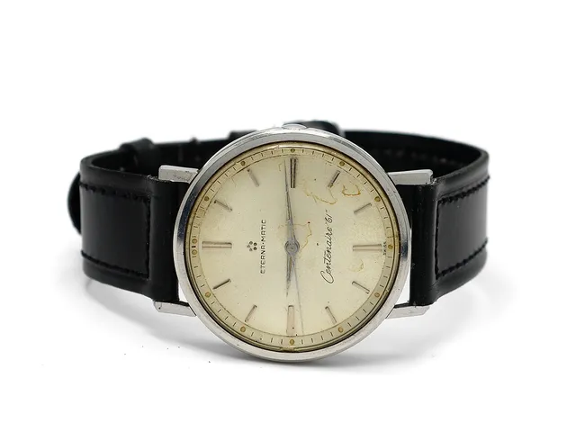 ETERNA-MATIC, Centenaire "61", Cal 1428U, Verk nr. 4566451, herrur, 35 mm, stål, automatisk, plexiglas, skadad urtavla, läderband, ca 1960.