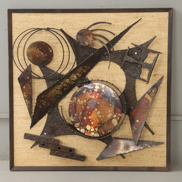 HENRIK HORST (1942). Väggskulptur, ”Abstrakt komposition”, järn, stål, 1970-tal, signerad á tergo.