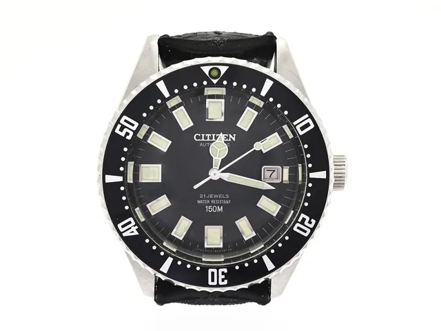 CITIZEN, "150M", herrur, 40,5 mm, Cal 8210A, Serie nr. 71000634, Boett nr. 4-820789 Y / GN-4-5 / 52-0110, stål, automatisk, mineralglas, datum, defekt (går ej, akut servicebehov), gummiband (Tropic), ca 1977.