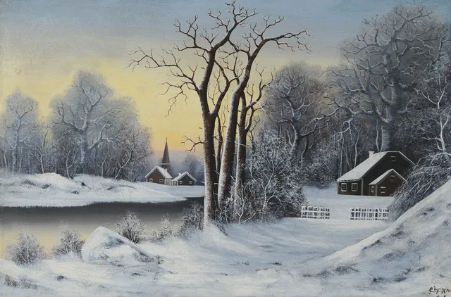CARL LJUNGBERG. "Gåramålning", olja på duk, signerad.