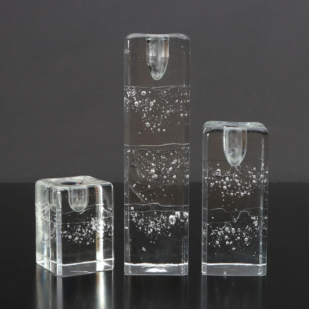 TIMO SARPANEVA. LJUSSTAKAR, TRE ST. Glas. "Arkipelago", Iittala. — Utility glass — Skånes Auktionsverk