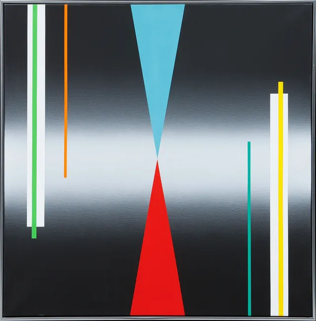 LENNART KÄRRABO. "Mirage", akryl på duk, signerad och daterad 1990 a tergo.