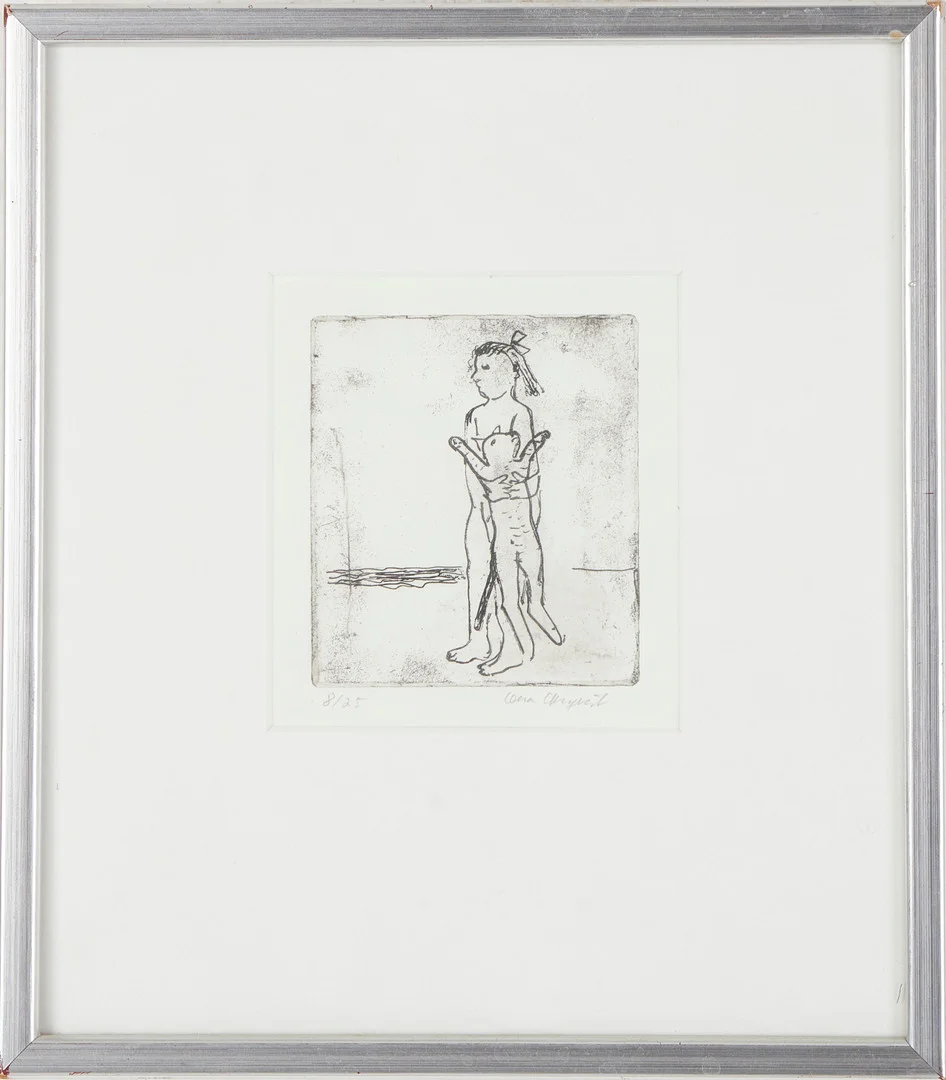 LENA CRONQVIST. Flicka med katt, etsning, signerad och numrerad 8/25. — Engravings & Prints — Stockholms Auktionsverk Magasin 5