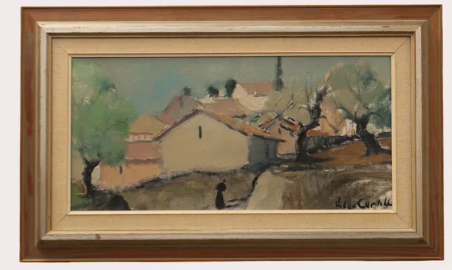 HELGE CARDELL. Olja på duk, "Vit gavel Fiesole", signerad.