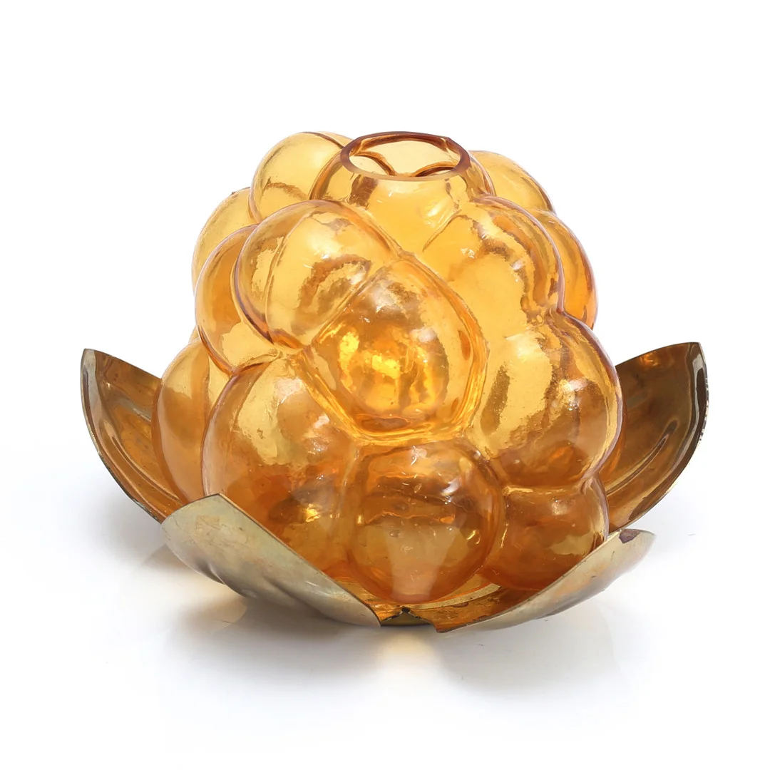GUNNAR MUSKOS. Ljuslykta, "Hjortron", Trollheden Design. — Art glass — Auktionshuset Thelin & Johansson