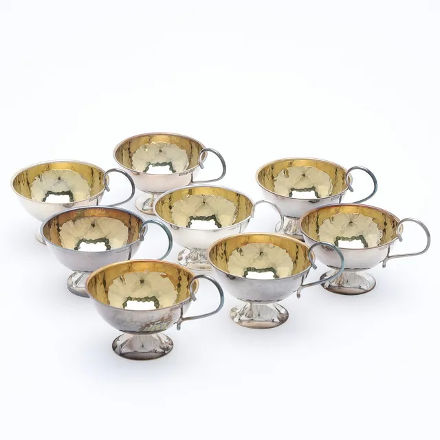 PUNCHKOPPAR, 8 delar, silver, 1900-talets senare del.