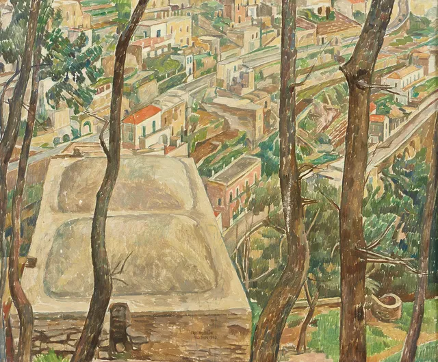 ERIC NORDLÖW (1908-1983). "Positano", signerad, daterad 1948, olja på duk.