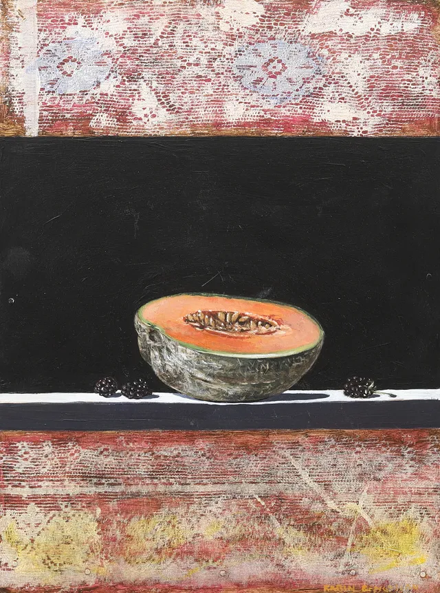 KARIN BENGTSSON (FÖDD 1956). "Melon", olja på pannå, signerad.