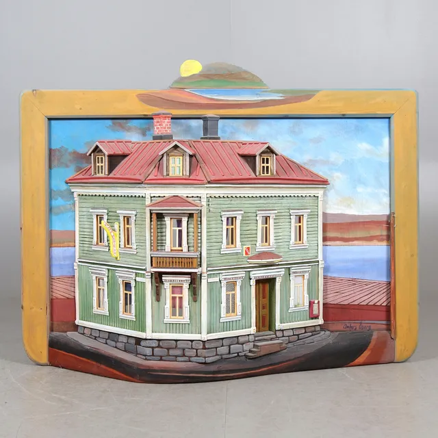 ANDERS ÅBERG. "Stadshotell", väggskulptur, signerad.