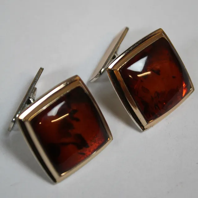 MANSCHETTKNAPPAR silver/bärnsten.