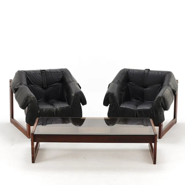 Percival Lafer. Pair of armchairs and coffee table (3)