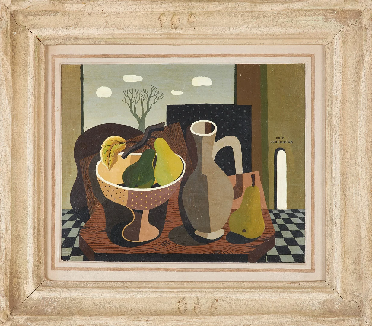 ERIC CEDERBERG. Stilleben med päron, olja på pannå, signerad. — Paintings — Stockholms Auktionsverk Sickla