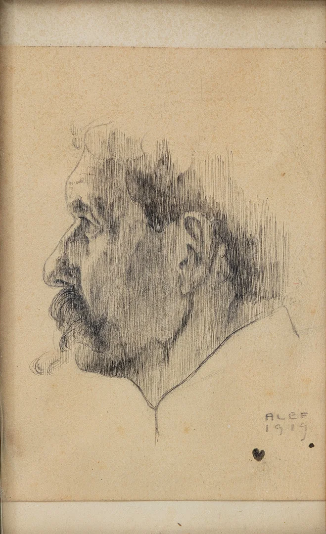 THORWALD ALEF (1896-1974). Porträtt, blandteknik på papper, signerad, daterad 1919. — Drawings — Auktionshuset Kolonn