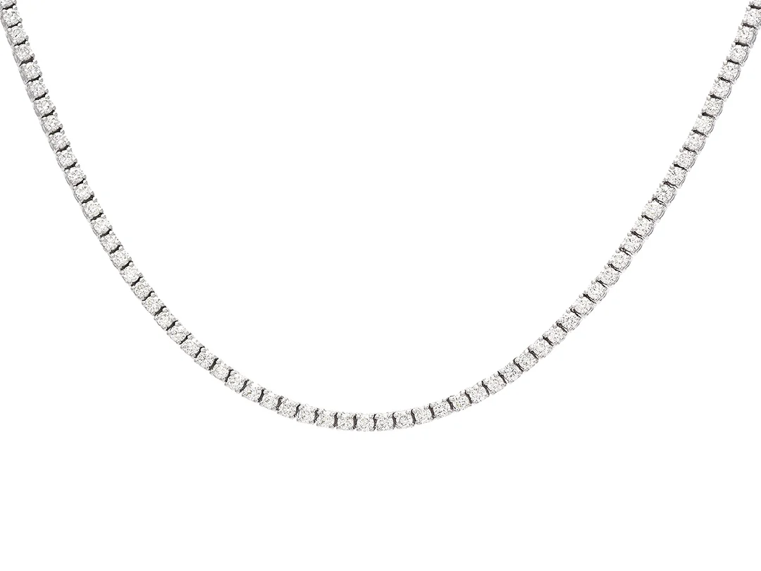 RIVIERECOLLIER, 18K vitguld, 161 briljantslipade diamanter ca 4,23 ctv, ca TW-W/VVS-VS, längd 45 cm, vikt 16,9 g. — Smycken/Collier — Kaplans