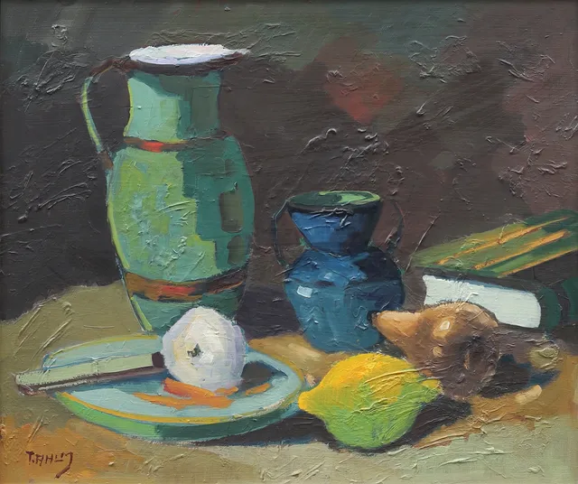 TAGE RUDOLF AHLM. Stilleben, olja på pannå, signerad.