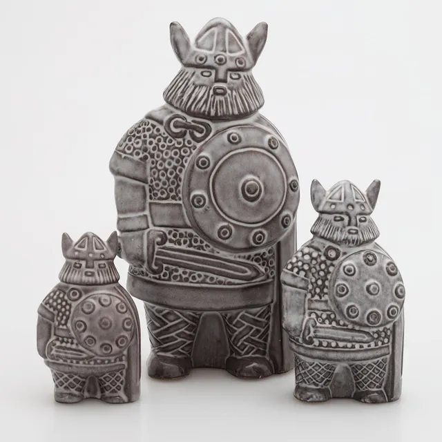 TAISTO KAASINEN. Figuriner, 3 st, keramik, vikingar, Upsala Ekeby.