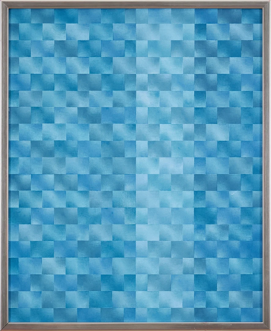 BARBRO ÖSTLIHN. "XX Mur Bleu avec bande", olja på duk, signerad Barbro Ostlihn och daterad 1986. — Paintings — Stockholms Auktionsverk Magasin 5