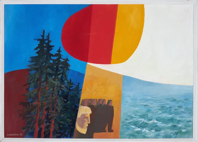OLEV MIKIVER (1922-1994). "Förfäder / Esivanemad", olja på duk, signerad samt daterad 88.