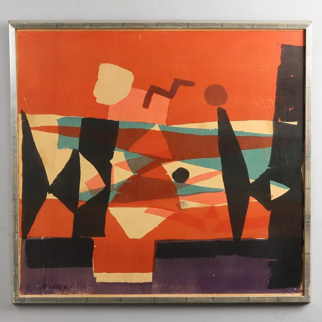 NALLE WERNER. FÄRGTRÄSNITT. Abstrakt komposition, signerad samt numrerad 8/10.