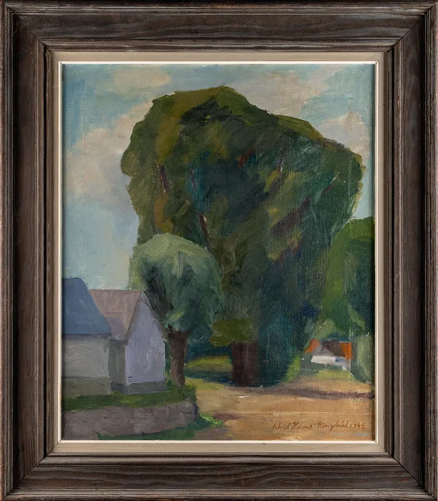 ASTRID HARMS-RINGDAHL. Olja på duk, Signerad, 1945.