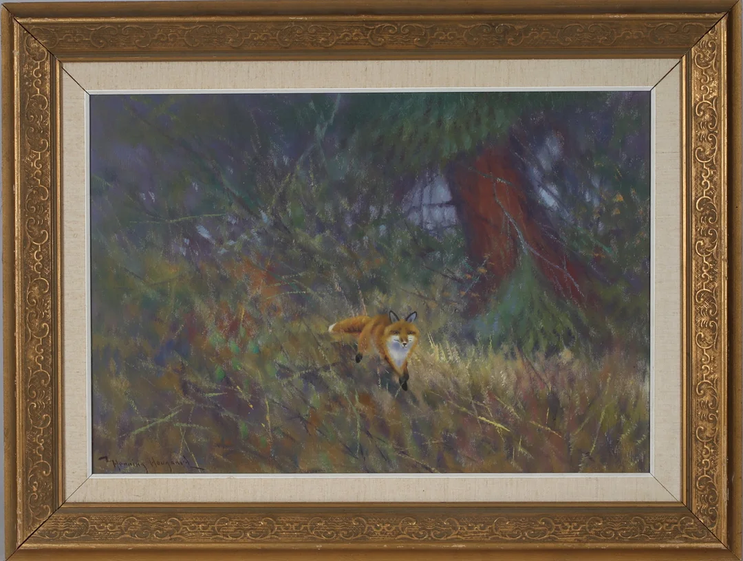 HENNING HOUGAARD. Räv i landskap, olja på duk, signerad. — Paintings — Stadsauktion Sundsvall