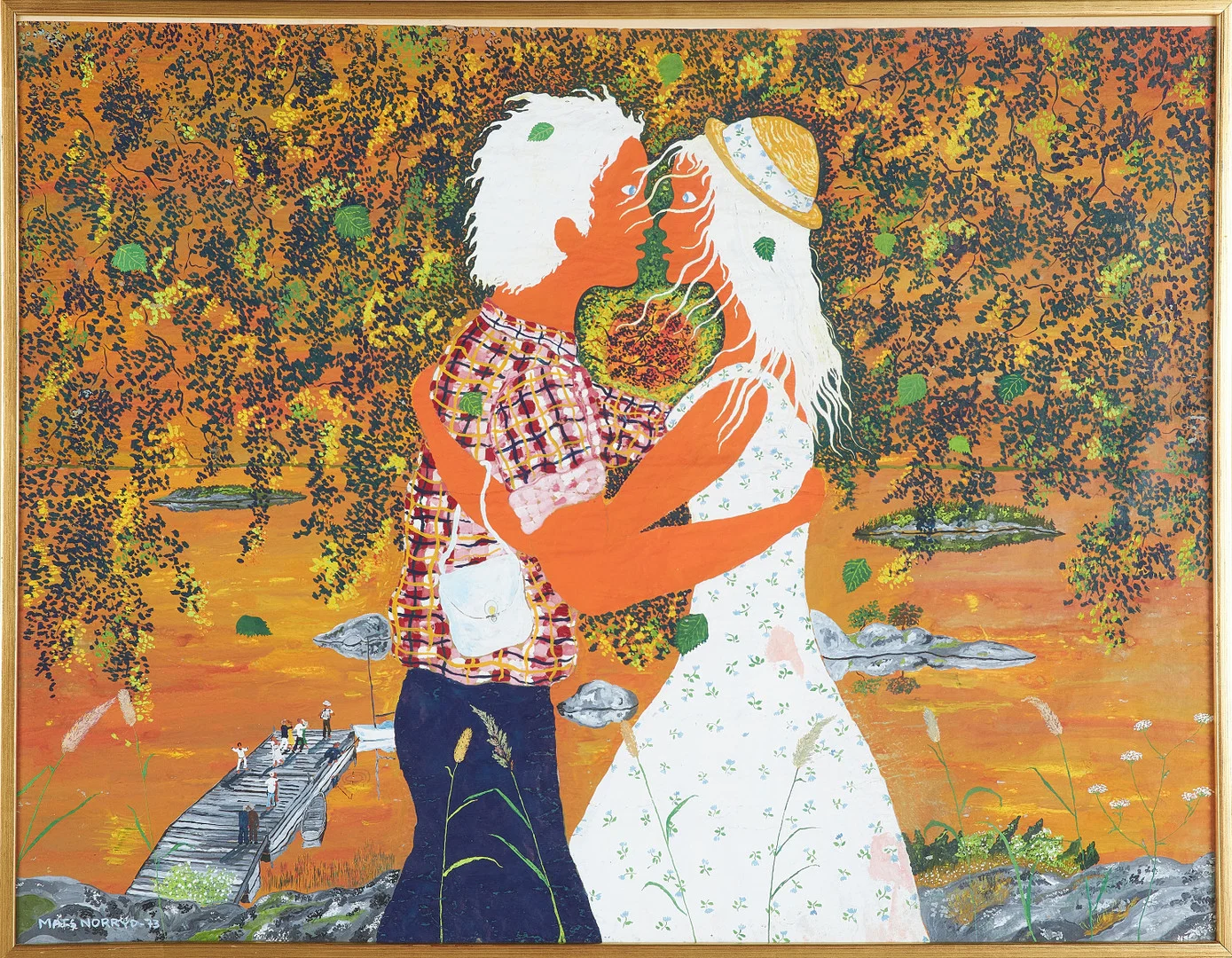MATS NORRYD (1944-89). Kyssandes par, gouache på papper, signerad och daterad -73. — Paintings — Stockholms Auktionsverk Sickla