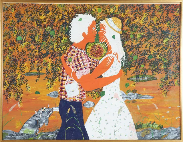 MATS NORRYD (1944-89). Kyssandes par, gouache på papper, signerad och daterad -73.