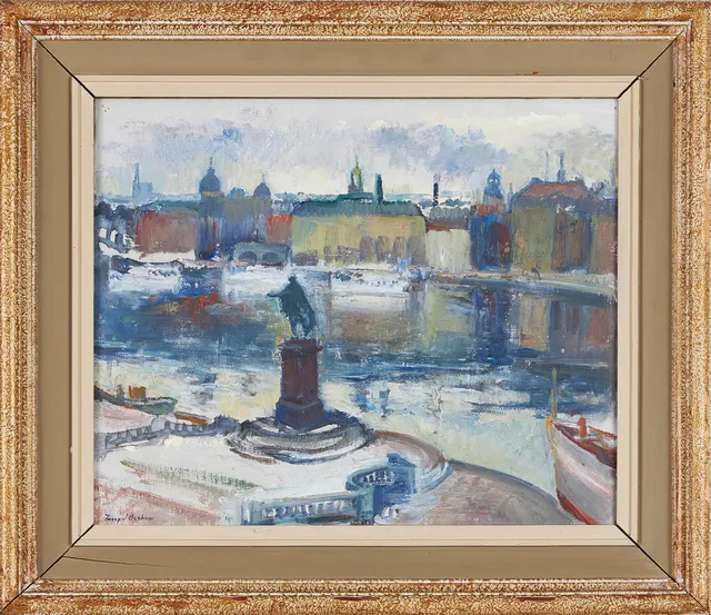 INGEGERD BESKOW. Stockholmsmotiv, olja på duk, signerad.