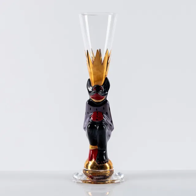 GUNNAR CYRÉN. Snapsglas, "Djävulsglas", lila, Nobelservisen, Orrefors, orginalkartong, 1999.
