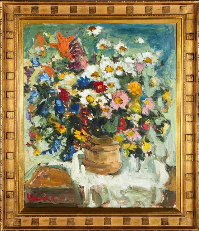OLAVI LAINE (FINLAND, 1922-1983). Stilleben med blommor, signerad, olja på duk.