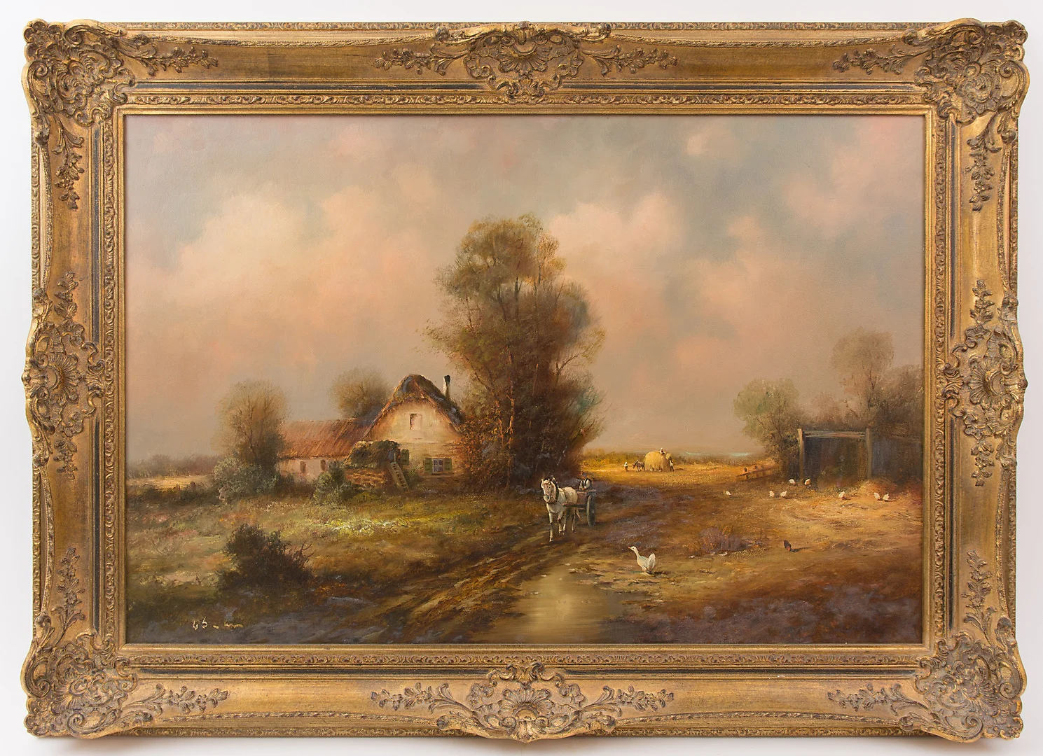 UNBEKANNTER KÜNSTLER. "Heuernte auf dem Hof", sign. — Paintings — Auktionshaus von Brühl