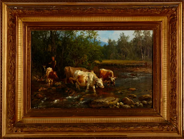 Askevold, Anders — Budeie og kyr ved vanningssted, 1877