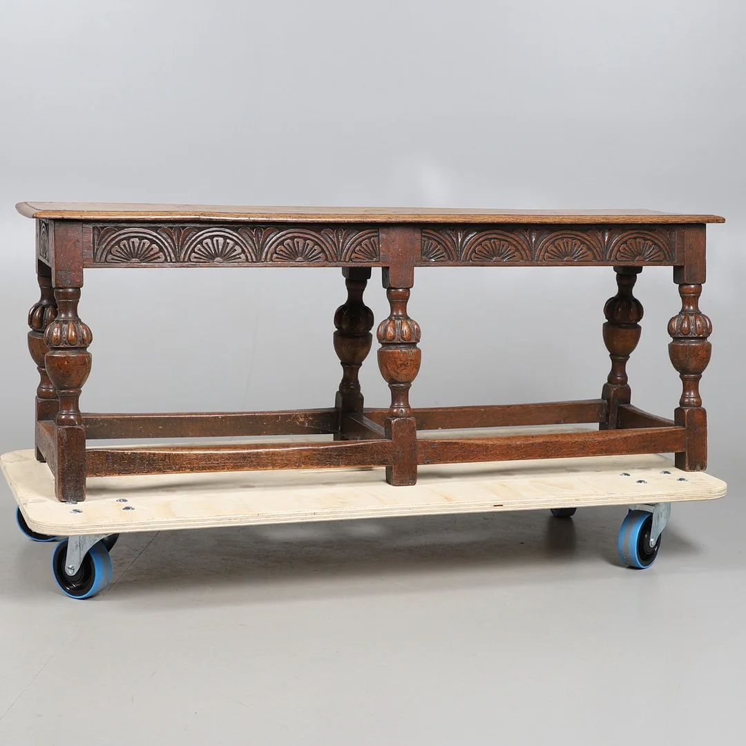 AN OAK DOUBLE LENGTH JOINT STOOL. — Sofas & Seatings — Lawrences Auctioneers