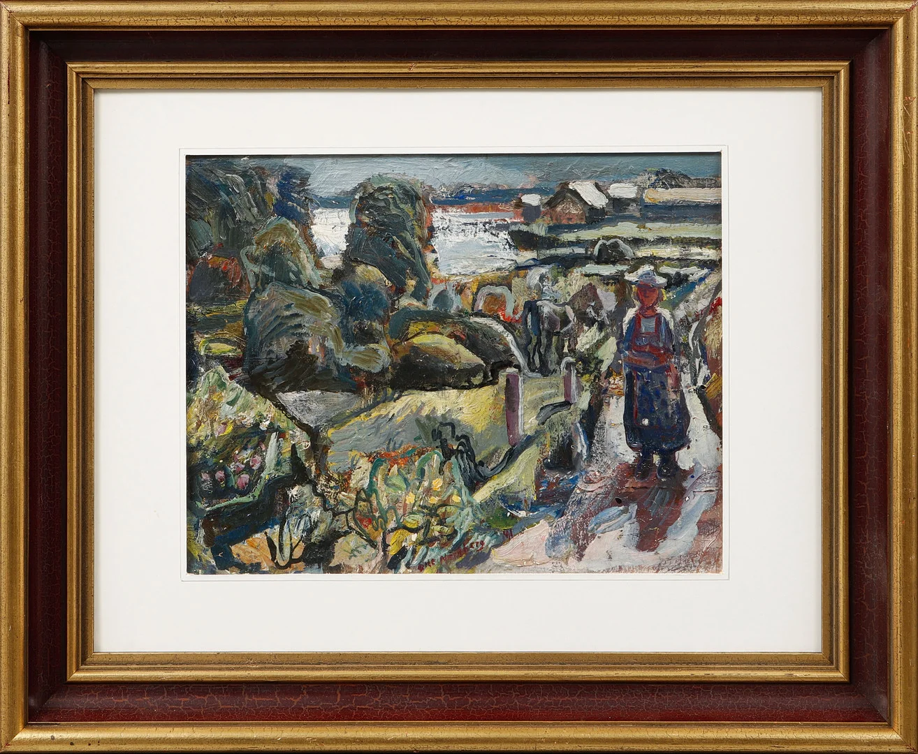 OLLE NORDBERG. Lantlig miljö, olja på pannå, signerad och daterad 41. — Paintings — Göteborgs Auktionsverk